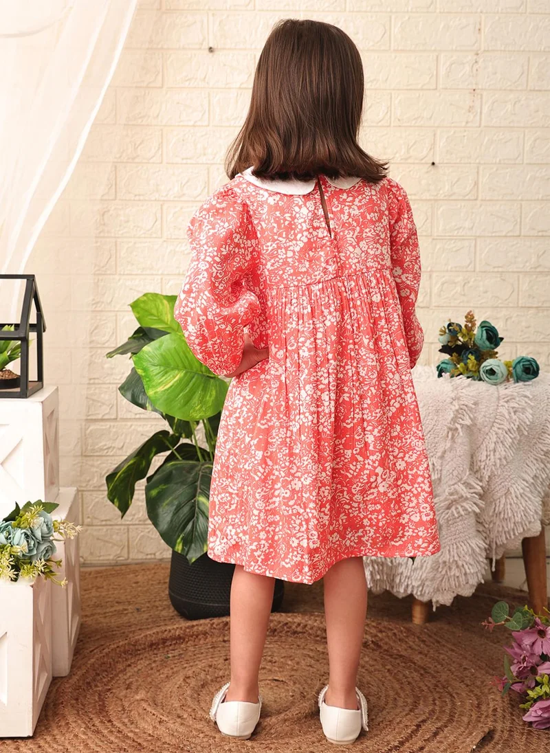 نوتيناتي فستان بناتي قطن % بطبعات زهور شاملة وياقة بيتر بان